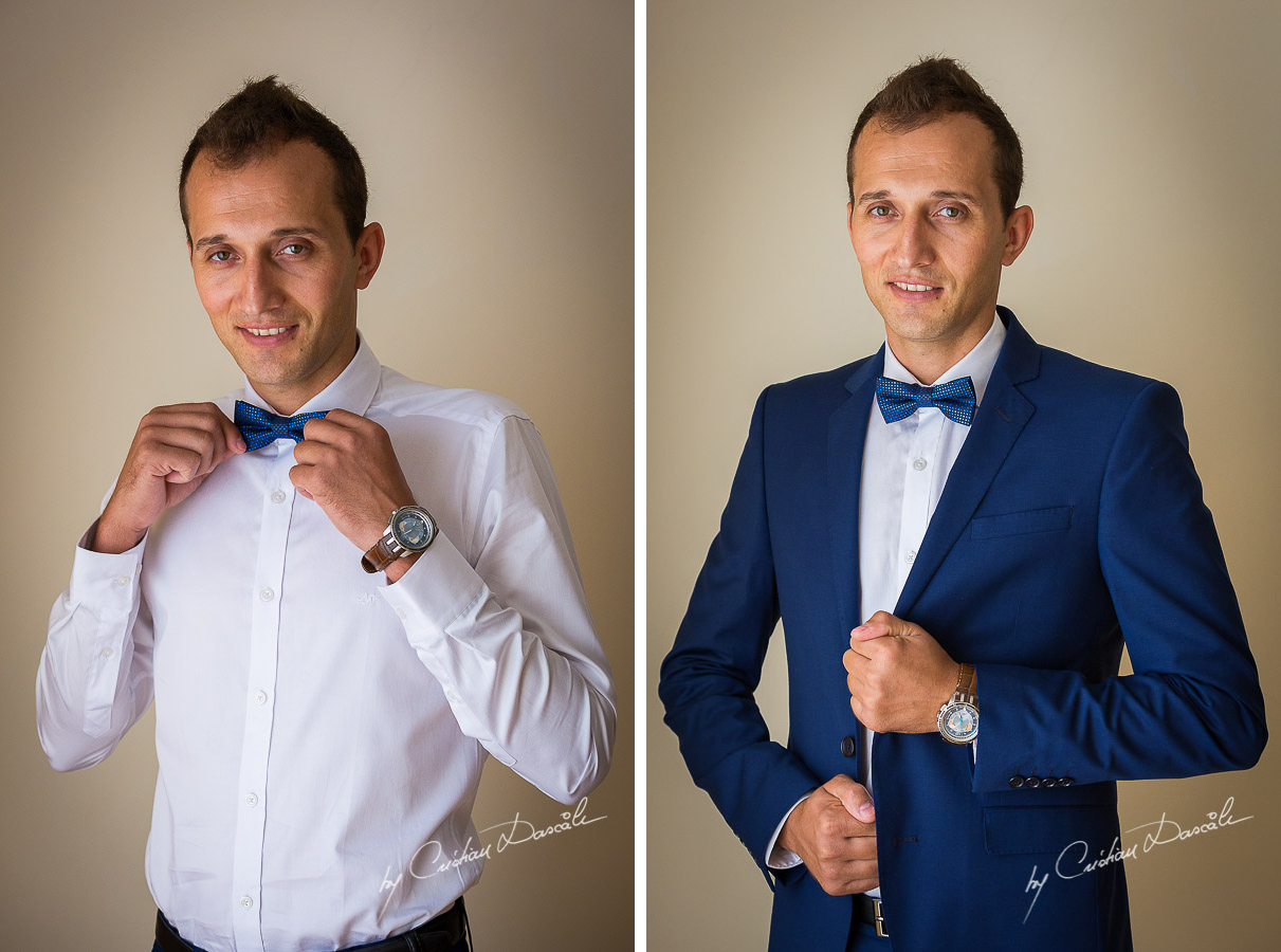 Groom's portraits at Elias Beach Hotel in Limasol