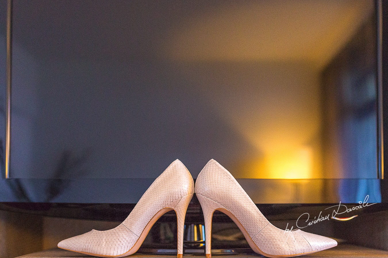 Bride`s shoes captured at Londa Hotel in Limassol, Cyprus.