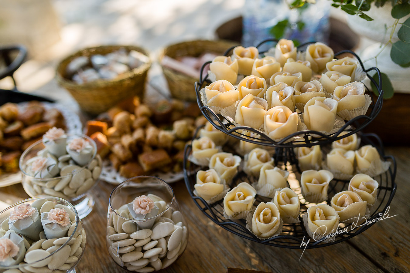 Wedding sweets photographed at a beautiful wedding in Limassol.