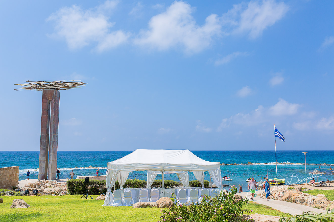 Beach Ceremony arrangements for a Jewish Wedding Ceremony in Cyprus.