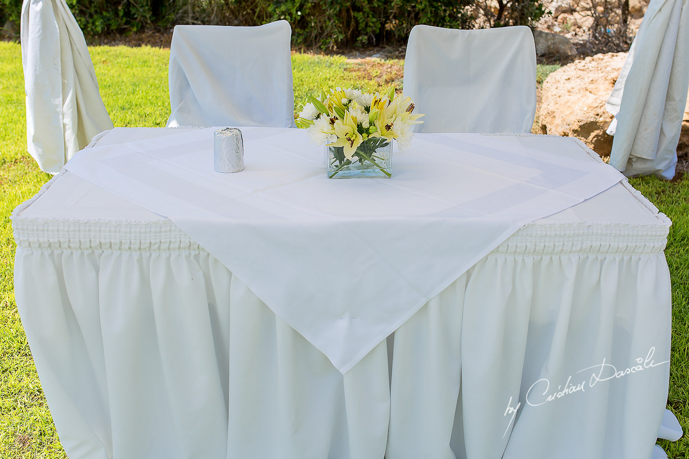 Beach Ceremony arrangements for a Jewish Wedding Ceremony in Cyprus.