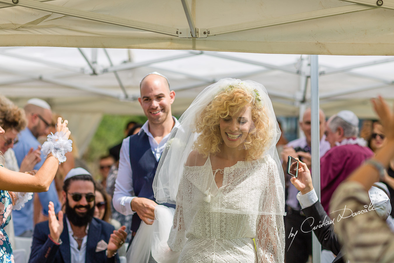 Bride and Groom arrive at their Jewish Wedding Ceremony in Cyprus.