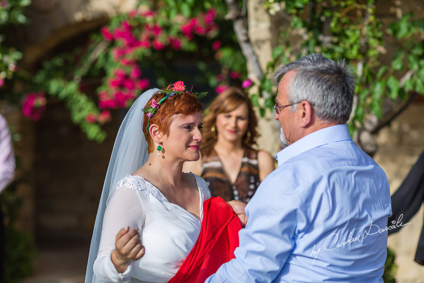 Red scarf traditions at Traditional Cyprus Wedding in Tochni, Larnaca.