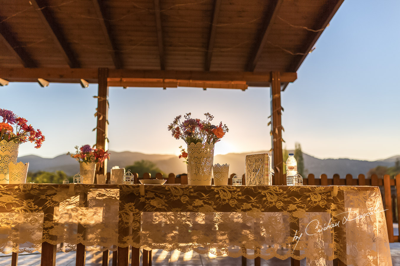 Lovely sunset over the Troodos Mountains captured at a Wedding in Trimiklini.