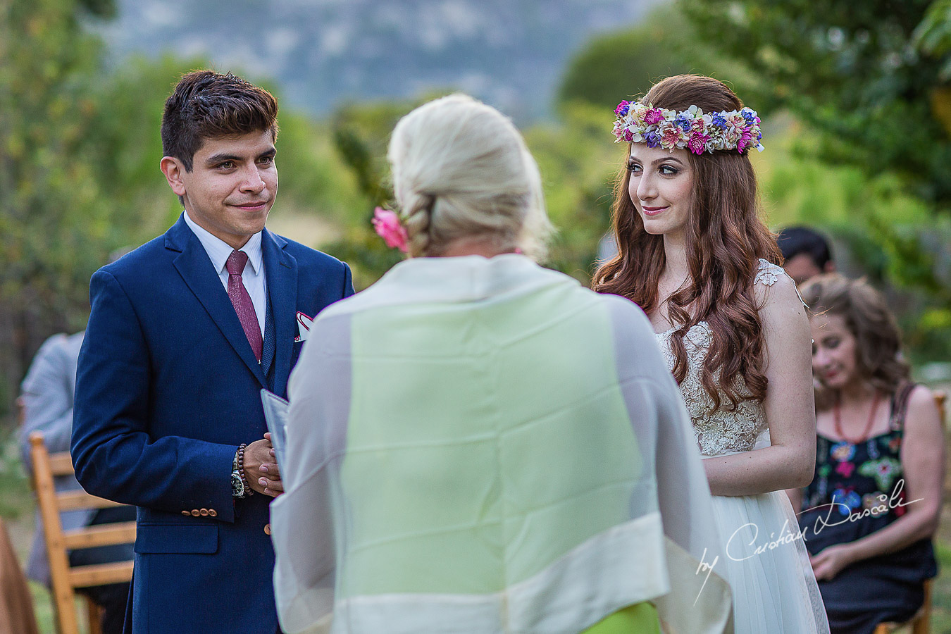 Emotional moments captured at a beautiful bohemian wedding in Trimiklini, Cyprus.