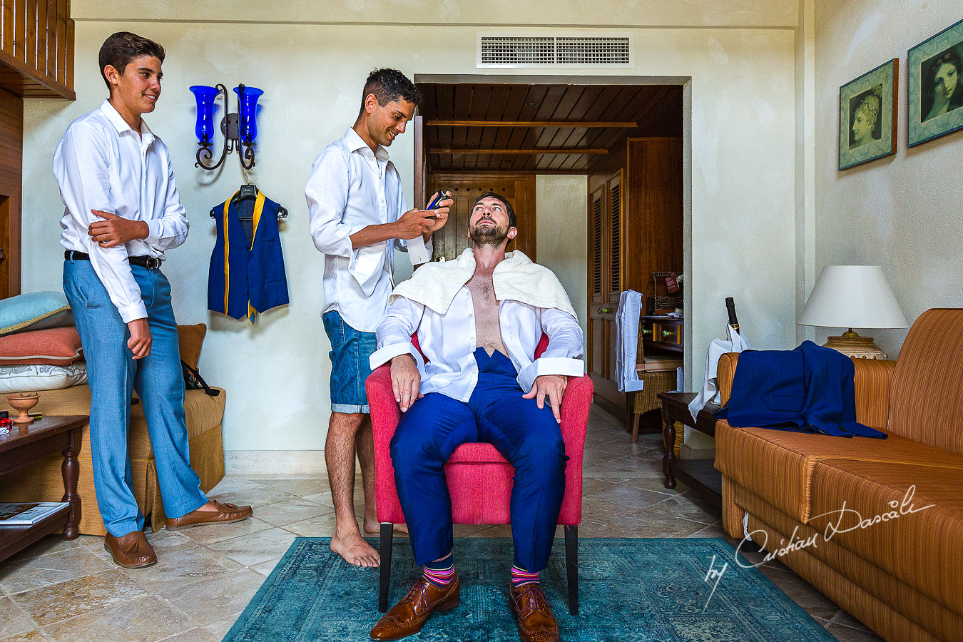 Traditional Groom Shaving, before the wedding Ceremony at the Elysium Hotel in Paphos.