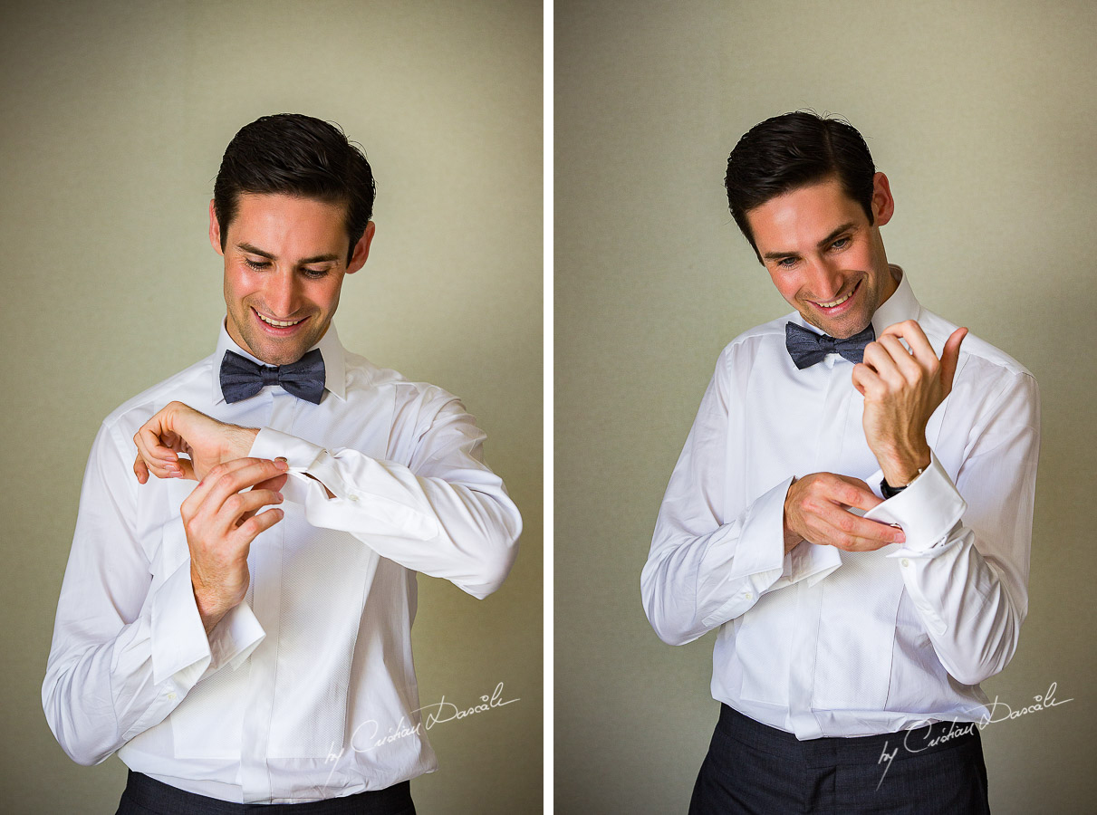 The Groom Chris posing at his wedding in Ayia Napa, Cyprus by Cristian Dascalu.