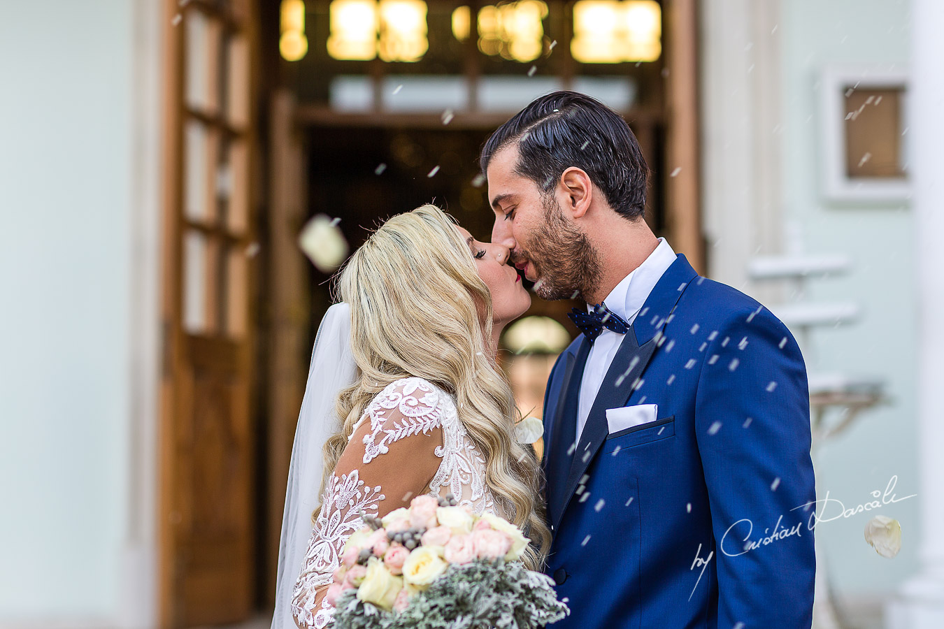 Immediate moments after the church ceremony captured at an elegant and romantic wedding at Elias Beach Hotel by Cristian Dascalu.