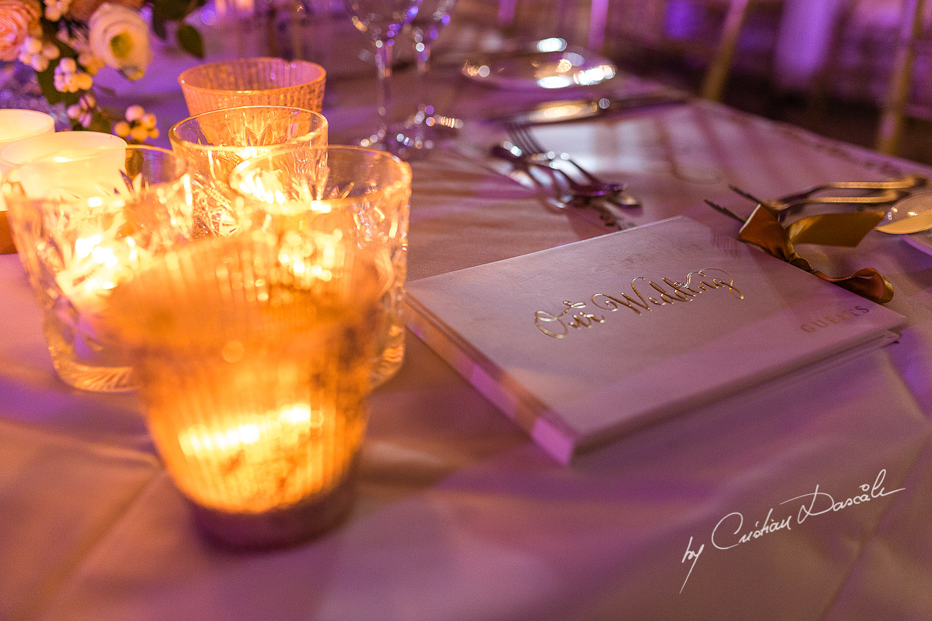 Lovely wedding details captured at an elegant and romantic wedding at Elias Beach Hotel by Cristian Dascalu.