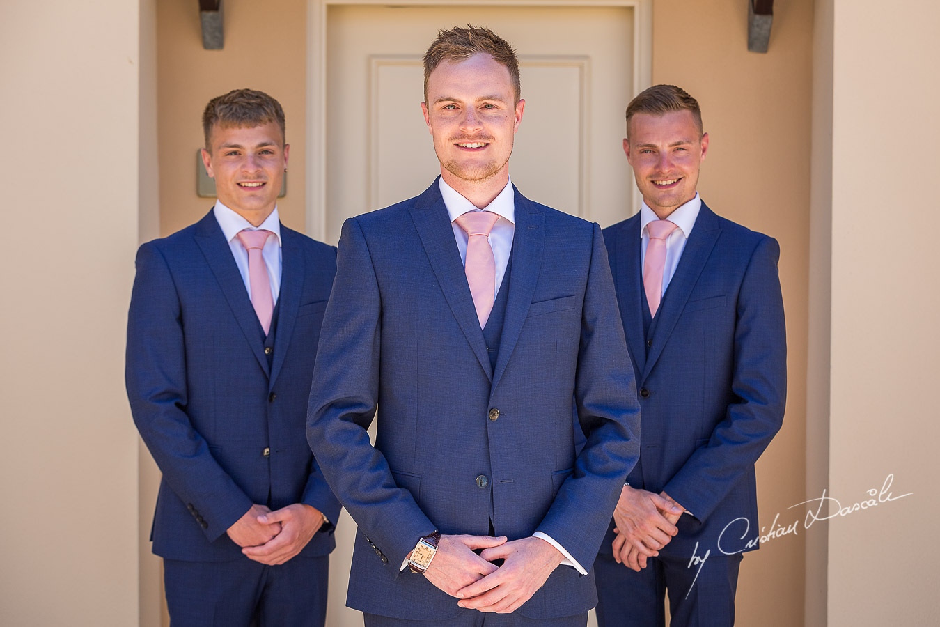 Groom and Groomsmen get ready at Aphrodite Hills Resort captured before the ceremony by Cristian Dascalu.