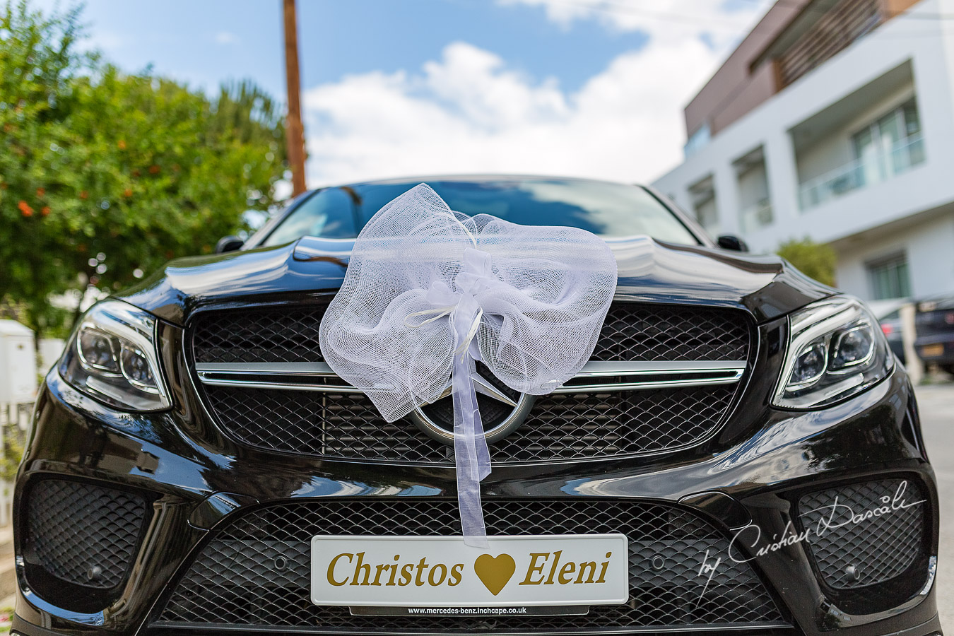 Bride and Groom getaway car photographed at a wedding in Nicosia by Cyprus Wedding Photographer Cristian Dascalu
