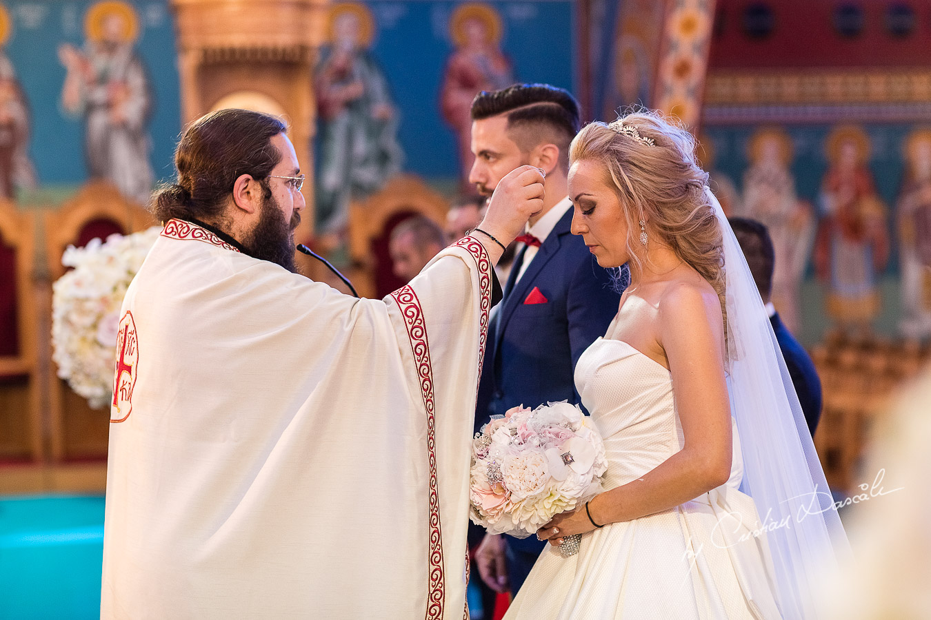 Church ceremony photographed at a wedding in Nicosia by Cyprus Wedding Photographer Cristian Dascalu