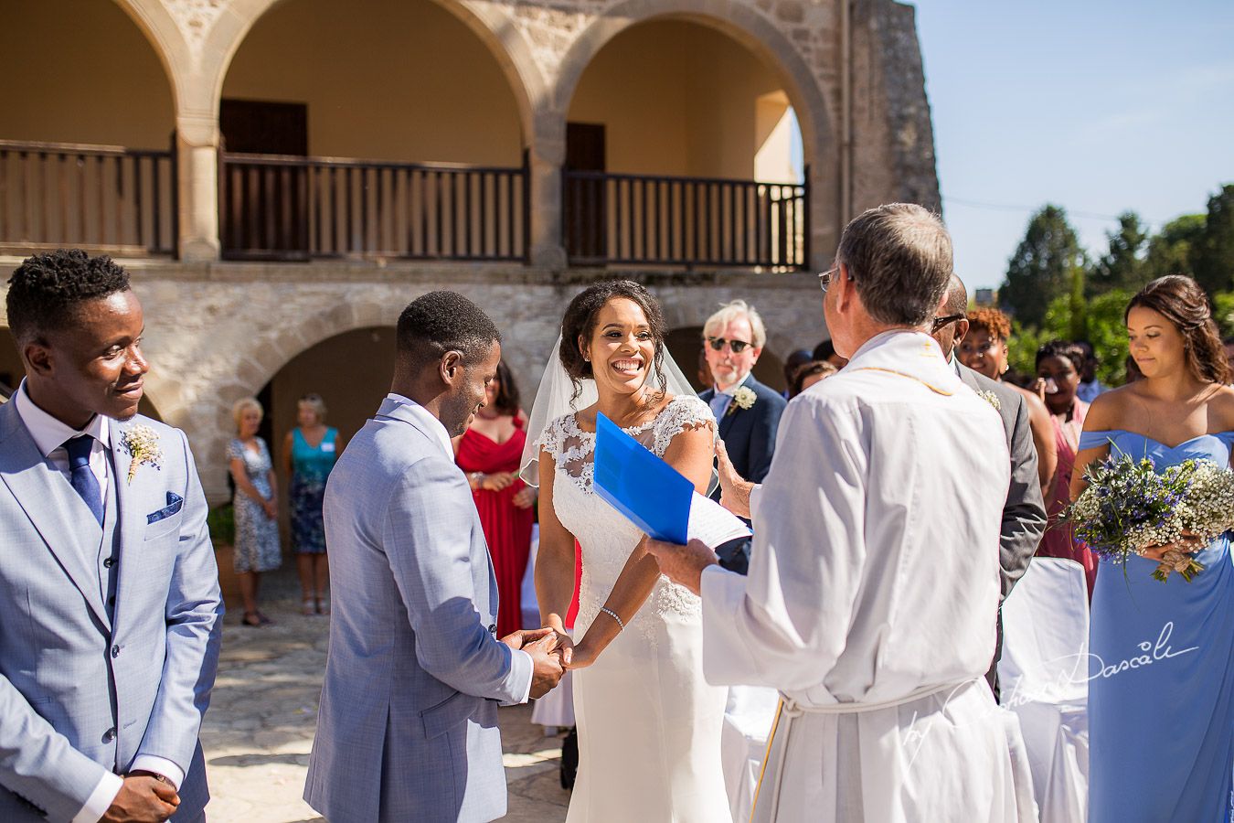 Happy moments with the bride and groom captured at a wedding at Minthis Hills in Cyprus, by Cristian Dascalu.