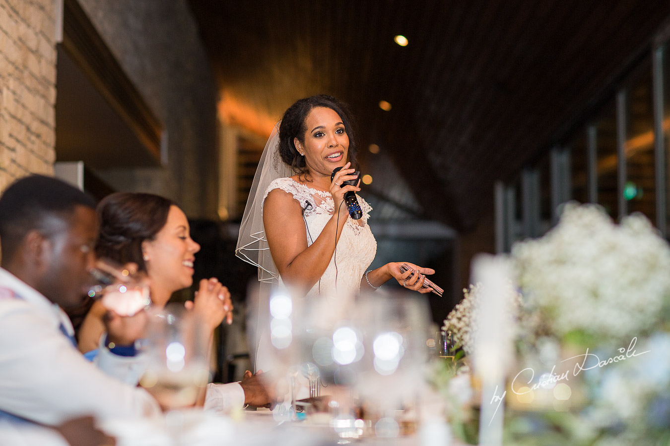 Bride speech moment captured at a wedding at Minthis Hills in Cyprus, by Cristian Dascalu.