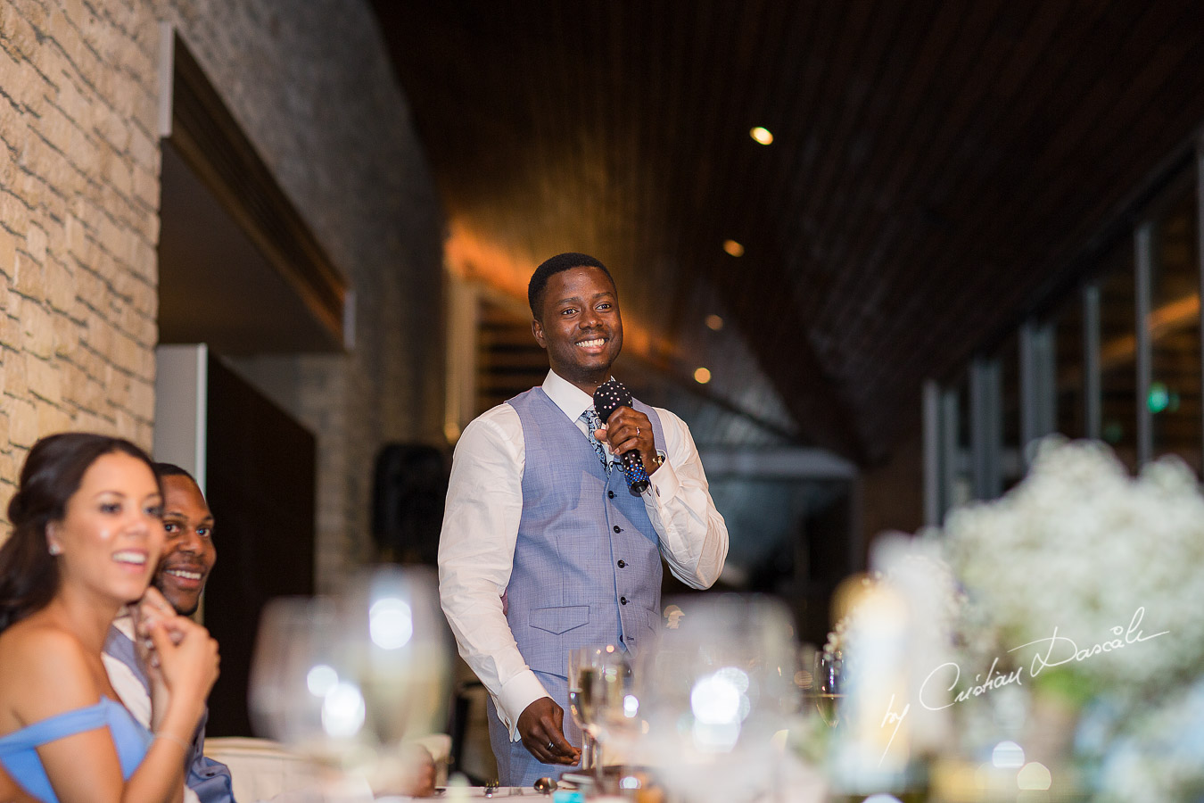 Groom speech moment captured at a wedding at Minthis Hills in Cyprus, by Cristian Dascalu.