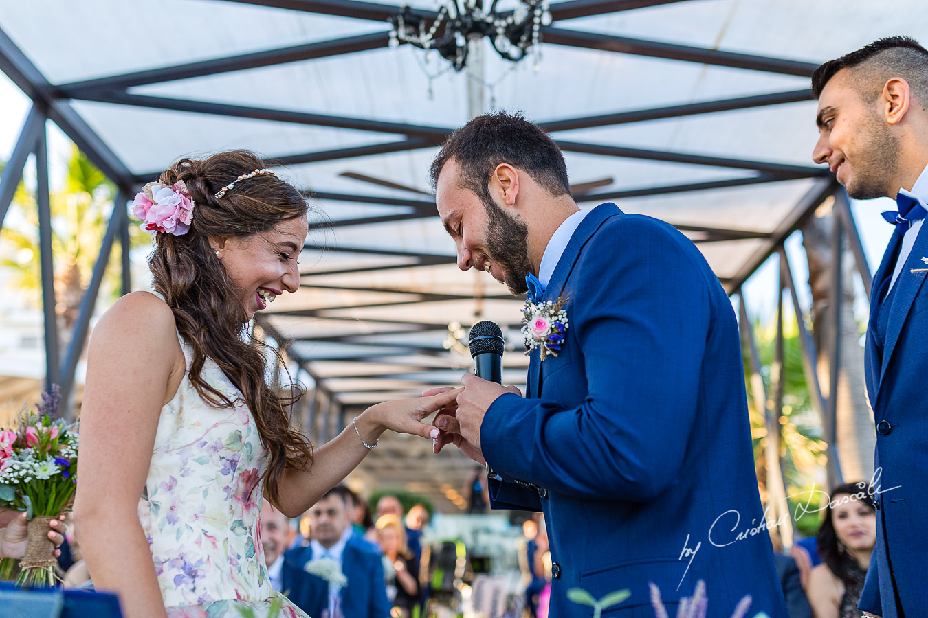 Unique moments with the bride and groom during the ceremony, as part of an Exclusive Wedding photography at Grand Resort Limassol, captured by Cyprus Wedding Photographer Cristian Dascalu.