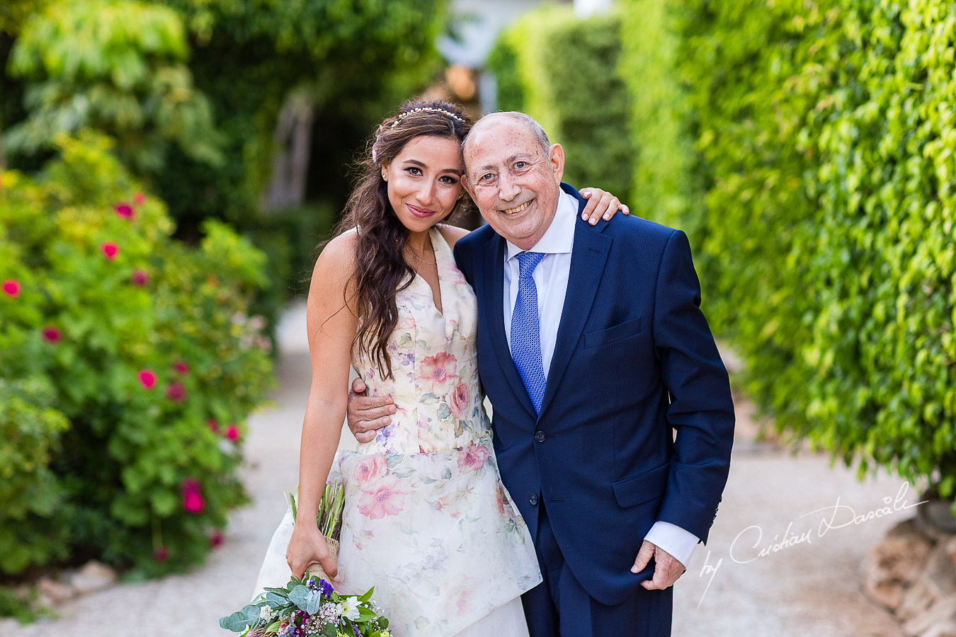 Portrait with the bride and her father photographed as part of an Exclusive Wedding photography at Grand Resort Limassol, captured by Cyprus Wedding Photographer Cristian Dascalu.
