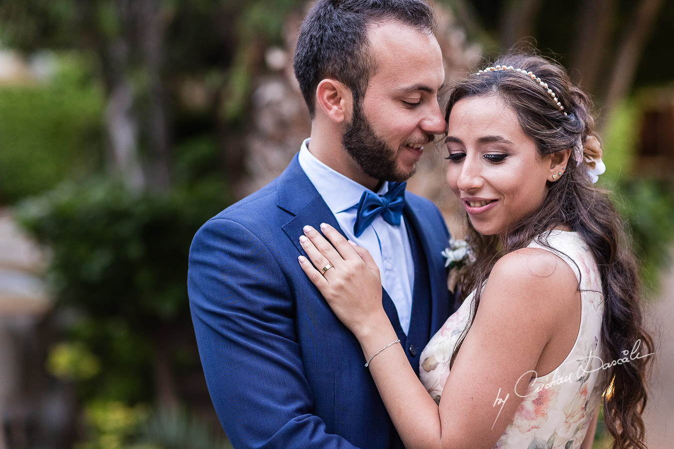 Portrait with the bride and groom photographed as part of an Exclusive Wedding photography at Grand Resort Limassol, captured by Cyprus Wedding Photographer Cristian Dascalu.