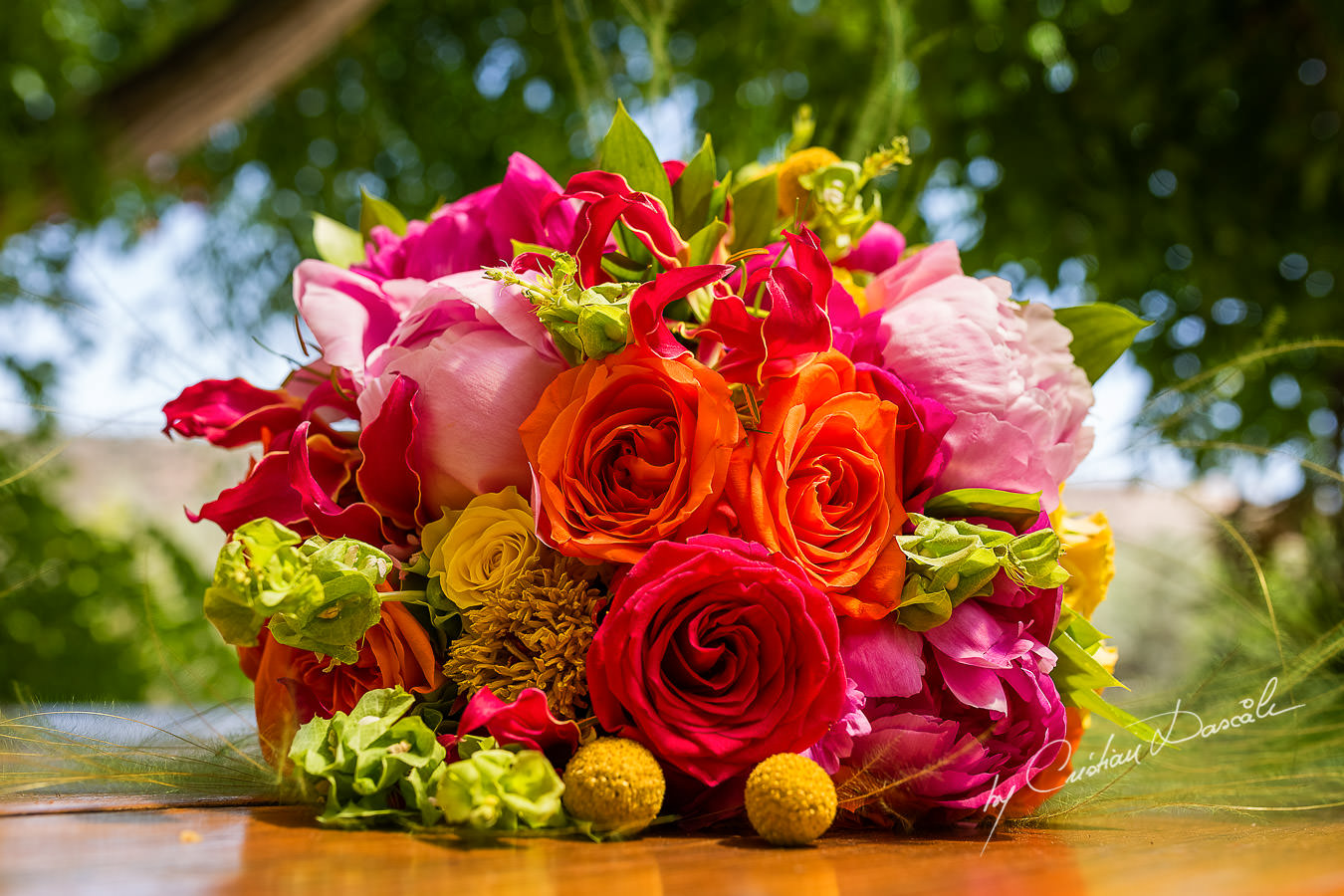 A beautiful wedding day at the Vasilias Nikoklis Inn in Paphos, captured by Cristian Dascalu. The bridal bouquet.