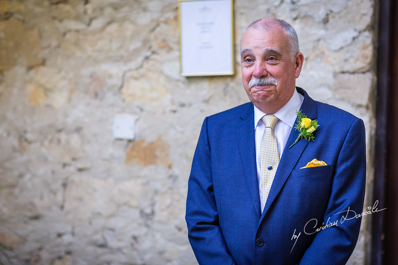 A beautiful wedding day at the Vasilias Nikoklis Inn in Paphos, captured by Cristian Dascalu. The father of the bride is overwhelmed by emotions.