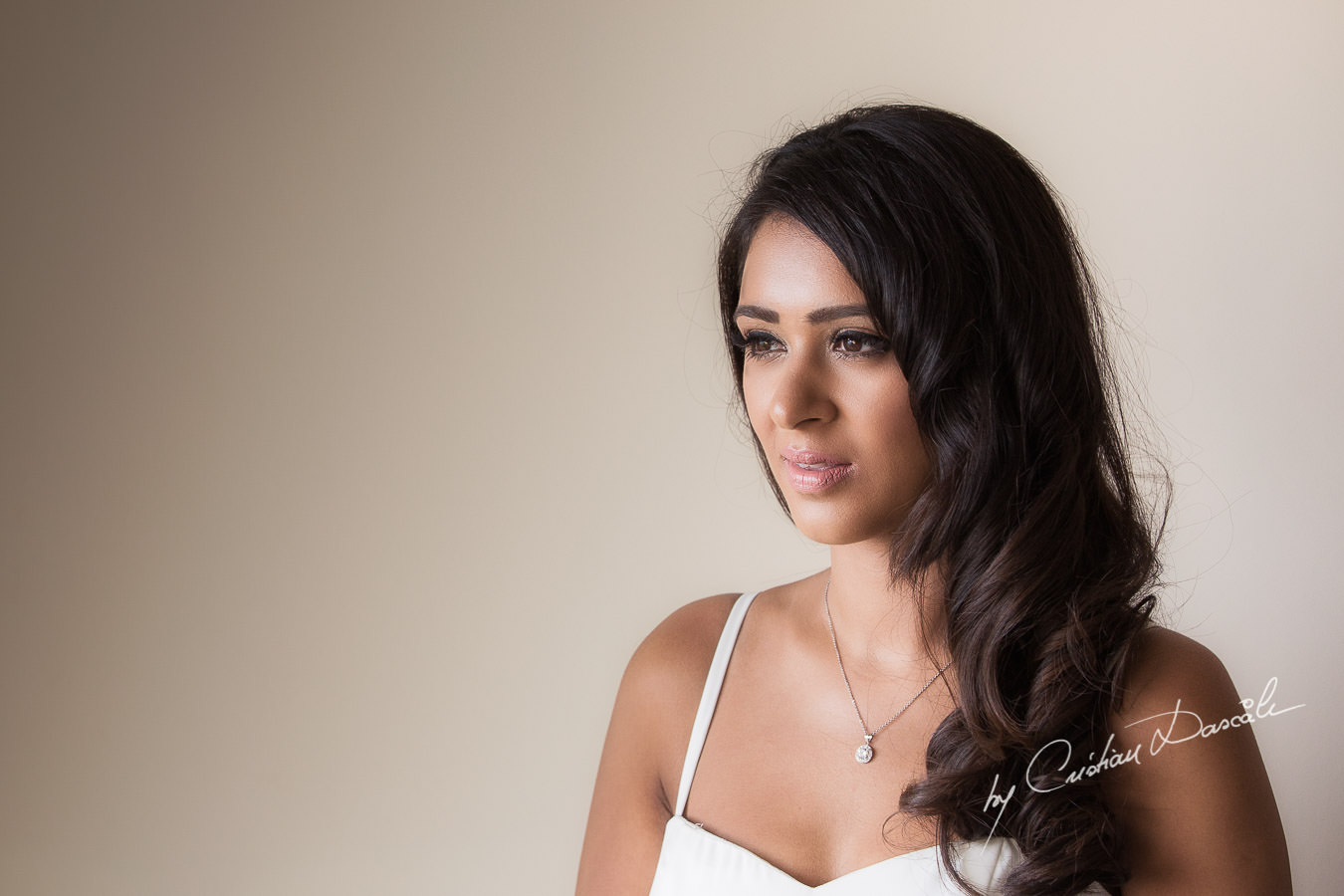 Bridal Portrait photographed by Cristian Dascalu at Athena Beach Hotel in Paphos, Cyprus, during a symbolic wedding.