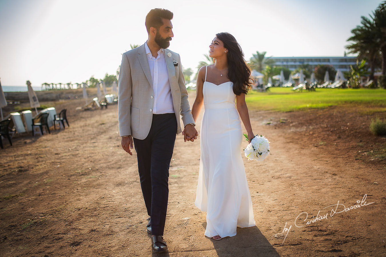 Harpreet and Sabrina photographed by Cristian Dascalu at Athena Beach Hotel in Paphos, Cyprus, during a symbolic wedding.