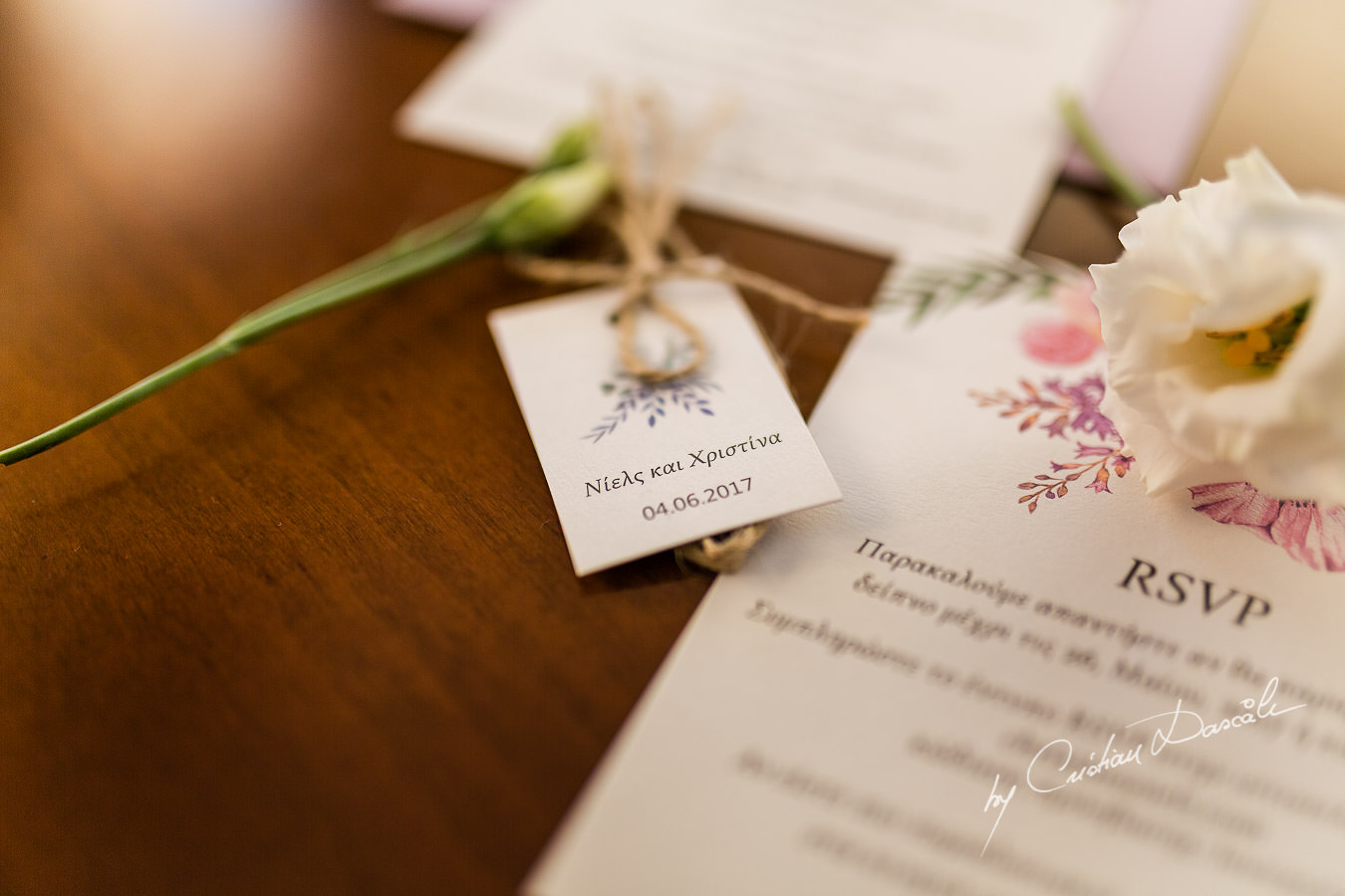 Beautiful Wedding details photographed by Cristian Dascalu during a wedding ceremony at St Raphael Hotel in Limassol, Cyprus.