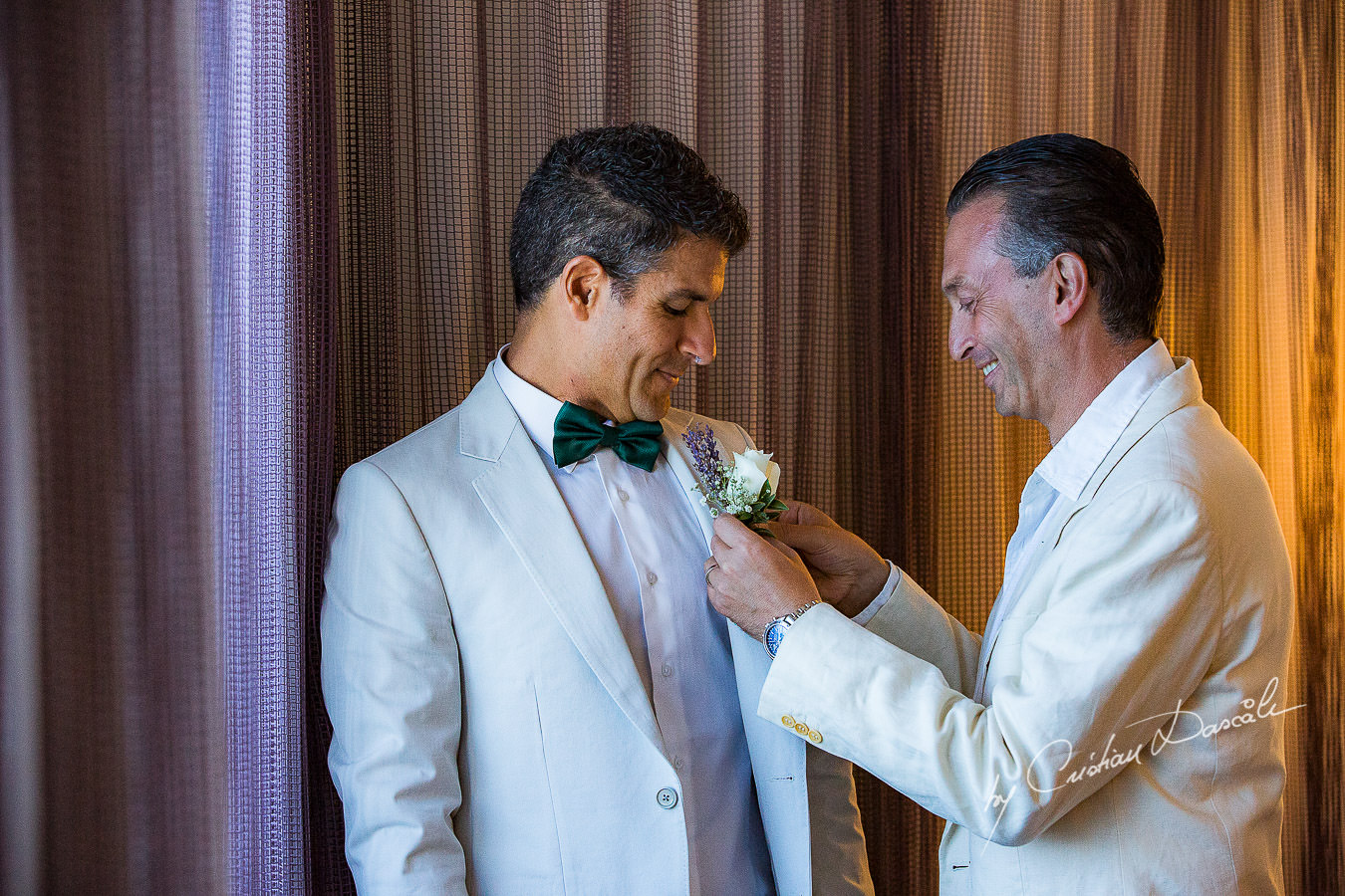 The groom and best man moments captured during a wedding photography at the Lighthouse Limassol, by Cyprus Photographer Cristian Dascalu.