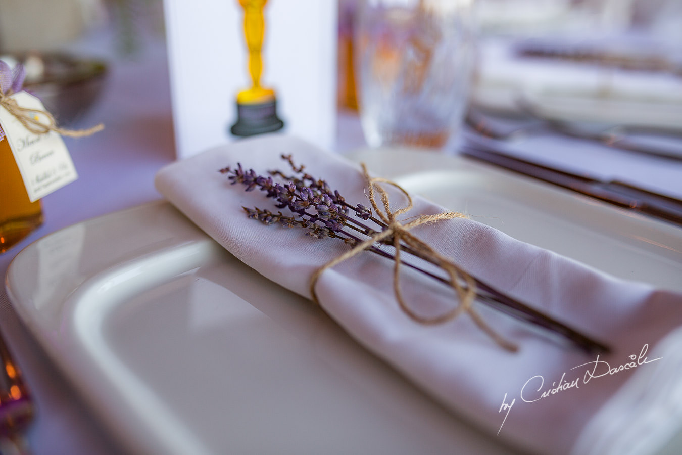 Wedding table details captured during a wedding photography at the Lighthouse Limassol, by Cyprus Photographer Cristian Dascalu.