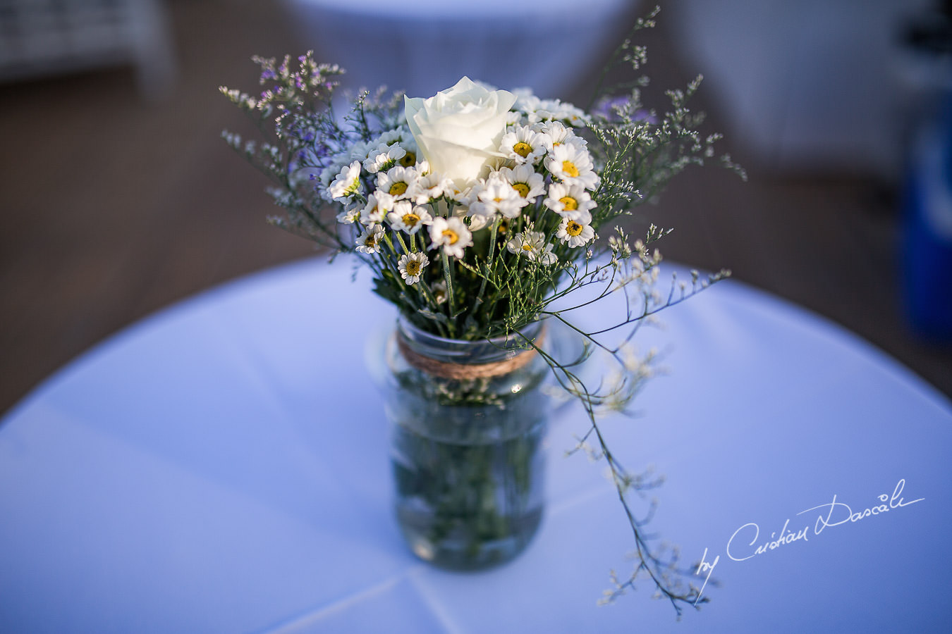 Wedding floral details captured during a wedding photography at the Lighthouse Limassol, by Cyprus Photographer Cristian Dascalu.