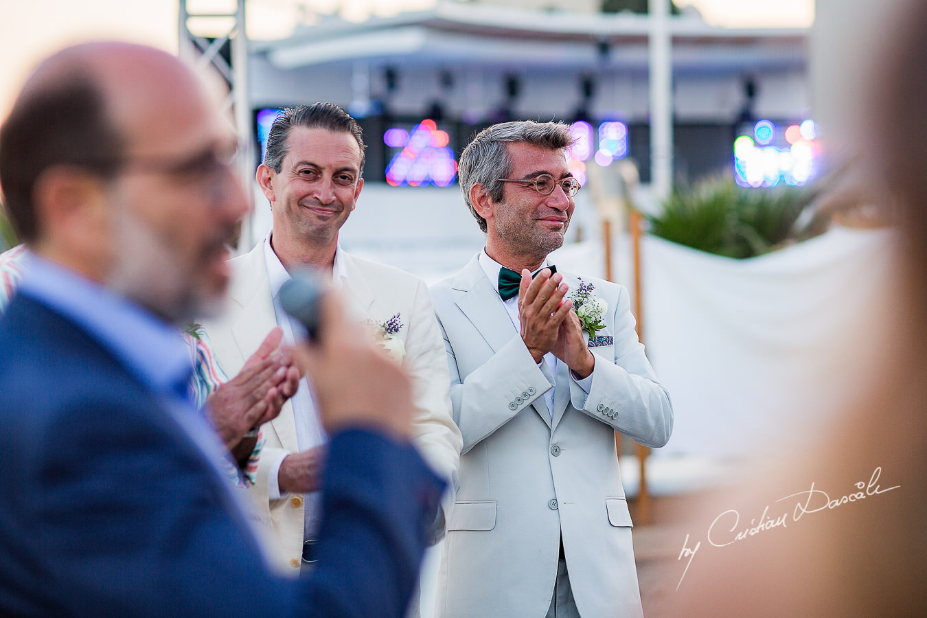 The best man welcoming the bride, moments captured during a wedding photography at the Lighthouse Limassol, by Cyprus Photographer Cristian Dascalu.