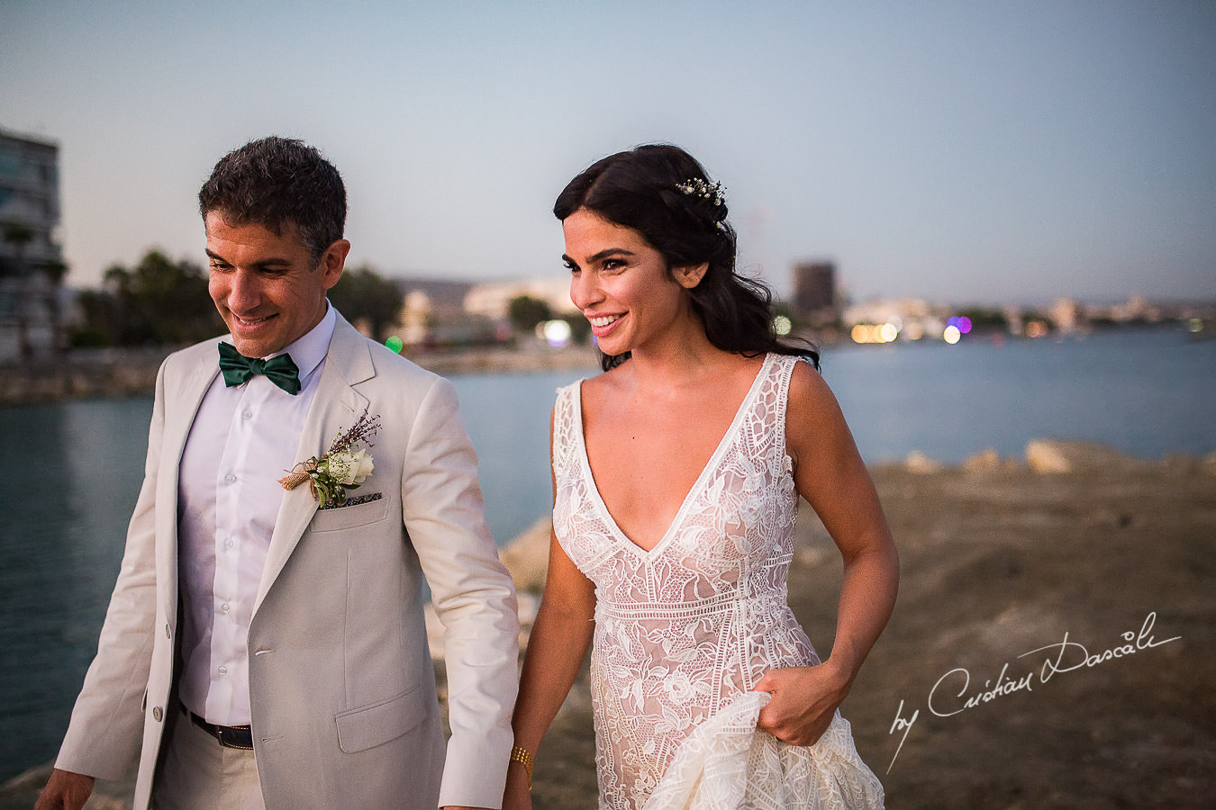 Moments with the bride and groom captured during a wedding photography at the Lighthouse Limassol, by Cyprus Photographer Cristian Dascalu.