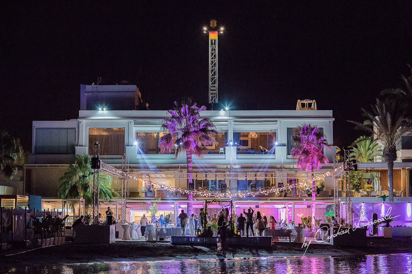 Wedding venue during the party captured during a wedding photography at the Lighthouse Limassol, by Cyprus Photographer Cristian Dascalu.