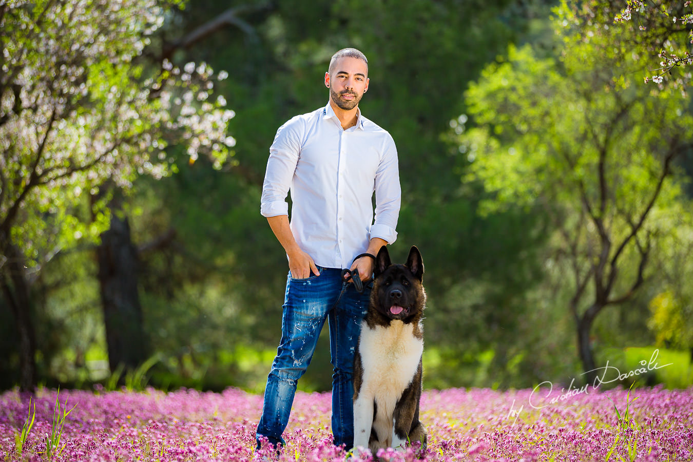 Chris and his Akita dog photographed in Klirou village, Nicosia district, during an amazing family photography in Nicosia by Cyprus Photographer Cristian Dascalu.