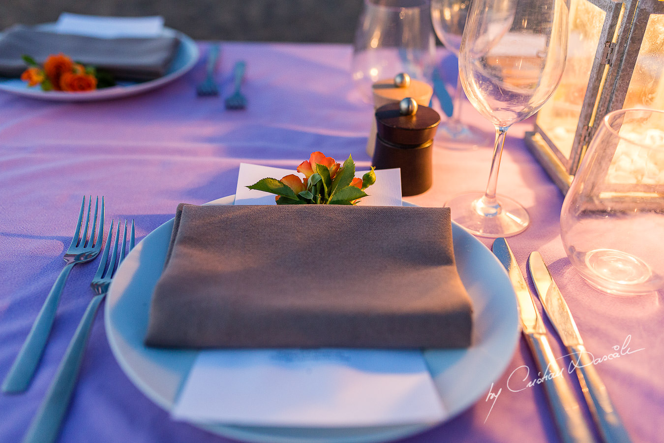 Table details at the beautiful Anassa Hotel photographed by Cyprus Photographer Cristian Dascalu.