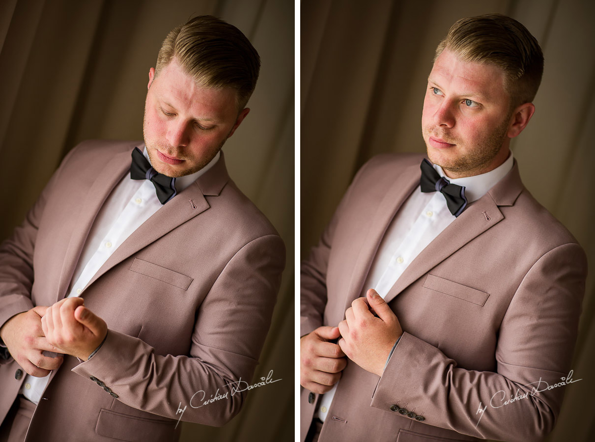 Classical Groom portraiture at a Beautiful Wedding at Elias Beach Hotel captured by Cyprus Photographer Cristian Dascalu.