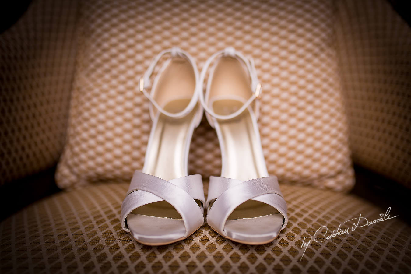 Bridal Shoes details at a Beautiful Wedding at Elias Beach Hotel captured by Cyprus Photographer Cristian Dascalu.