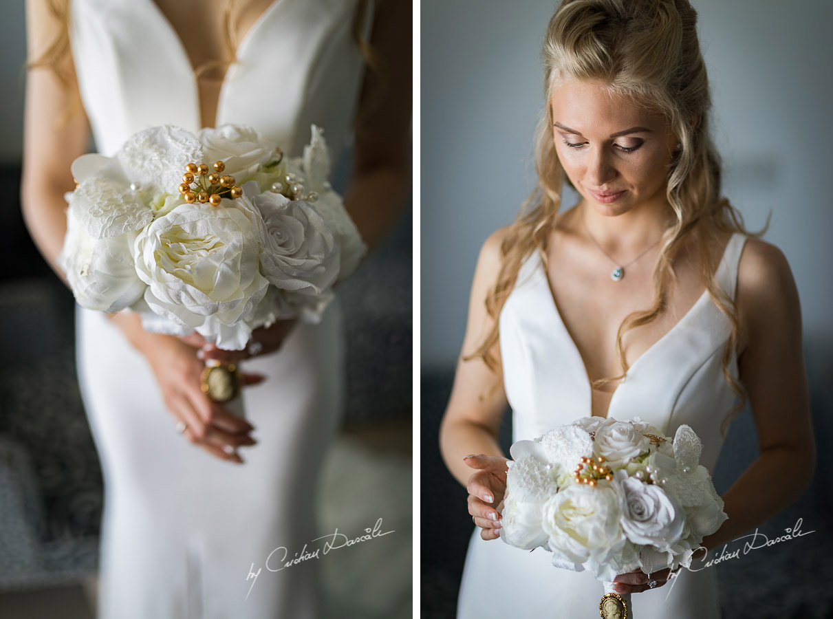 Fine art bridal portraits, moments captured during an Exquisite Wedding at Asterias Beach Hotel. Photography by Cyprus Photographer Cristian Dascalu.