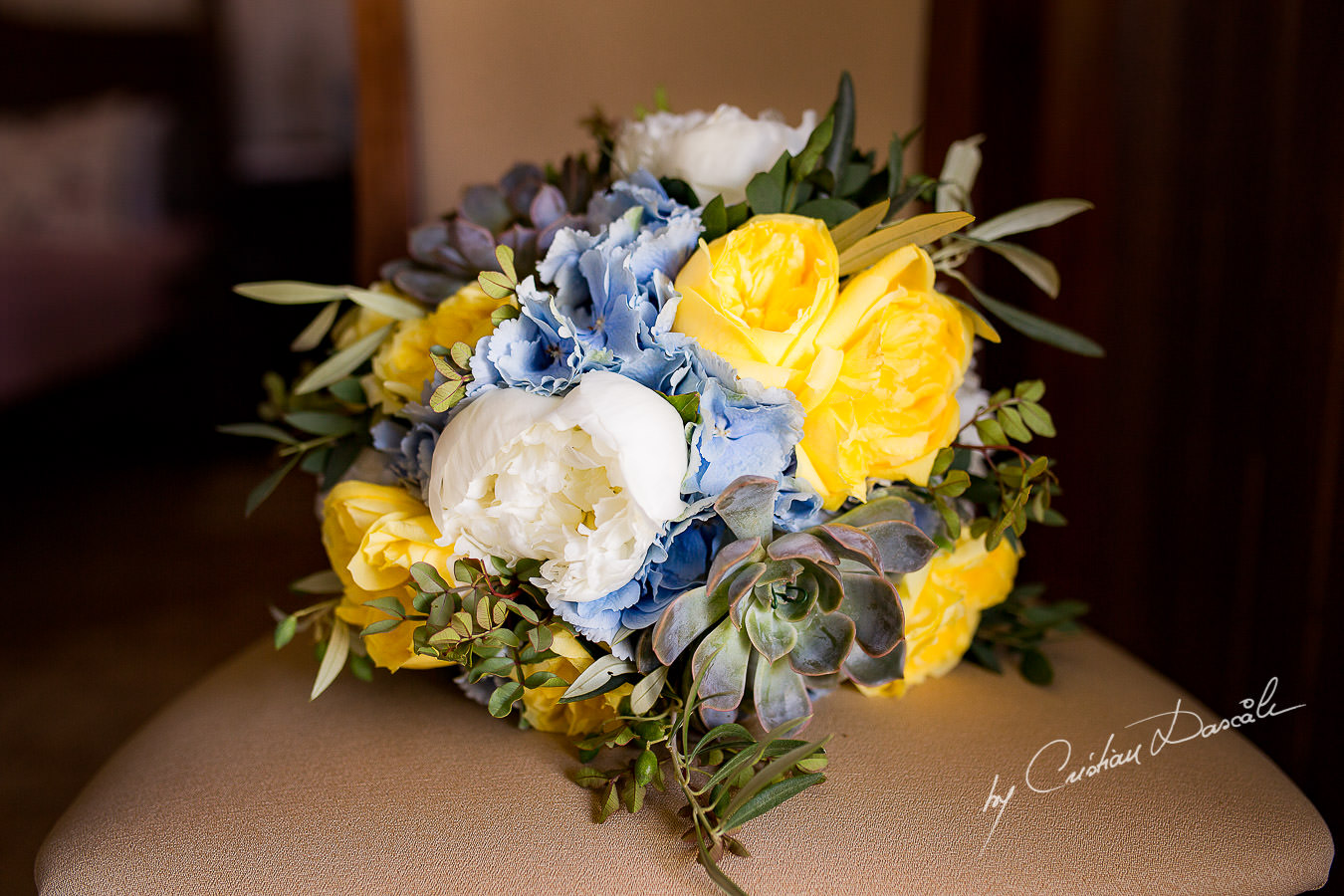 Wedding flowers captured at a Vasilias Nikoklis Inn Wedding in Paphos. Cyprus Wedding Photography by Cristian Dascalu.