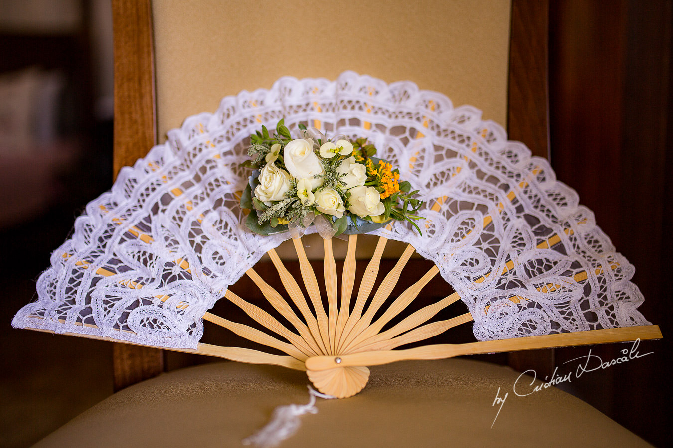 Wedding fan captured at a Vasilias Nikoklis Inn Wedding in Paphos. Cyprus Wedding Photography by Cristian Dascalu.