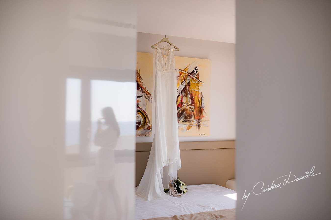 Bridal Dress photographed by Cyprus Photographer Cristian Dascalu during a beautiful wedding at Cap St. George in Paphos.