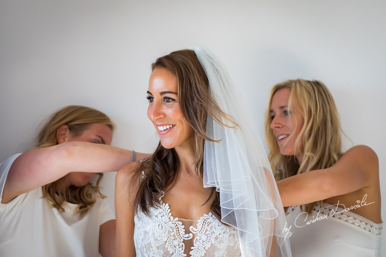 Moments with the beautiful bride Simone photographed by Cyprus Photographer Cristian Dascalu during a beautiful wedding at Cap St. George in Paphos.