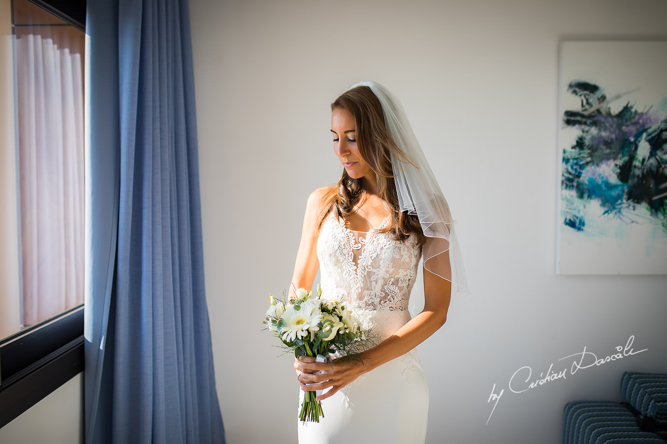 Moments with the beautiful bride Simone photographed by Cyprus Photographer Cristian Dascalu during a beautiful wedding at Cap St. George in Paphos.