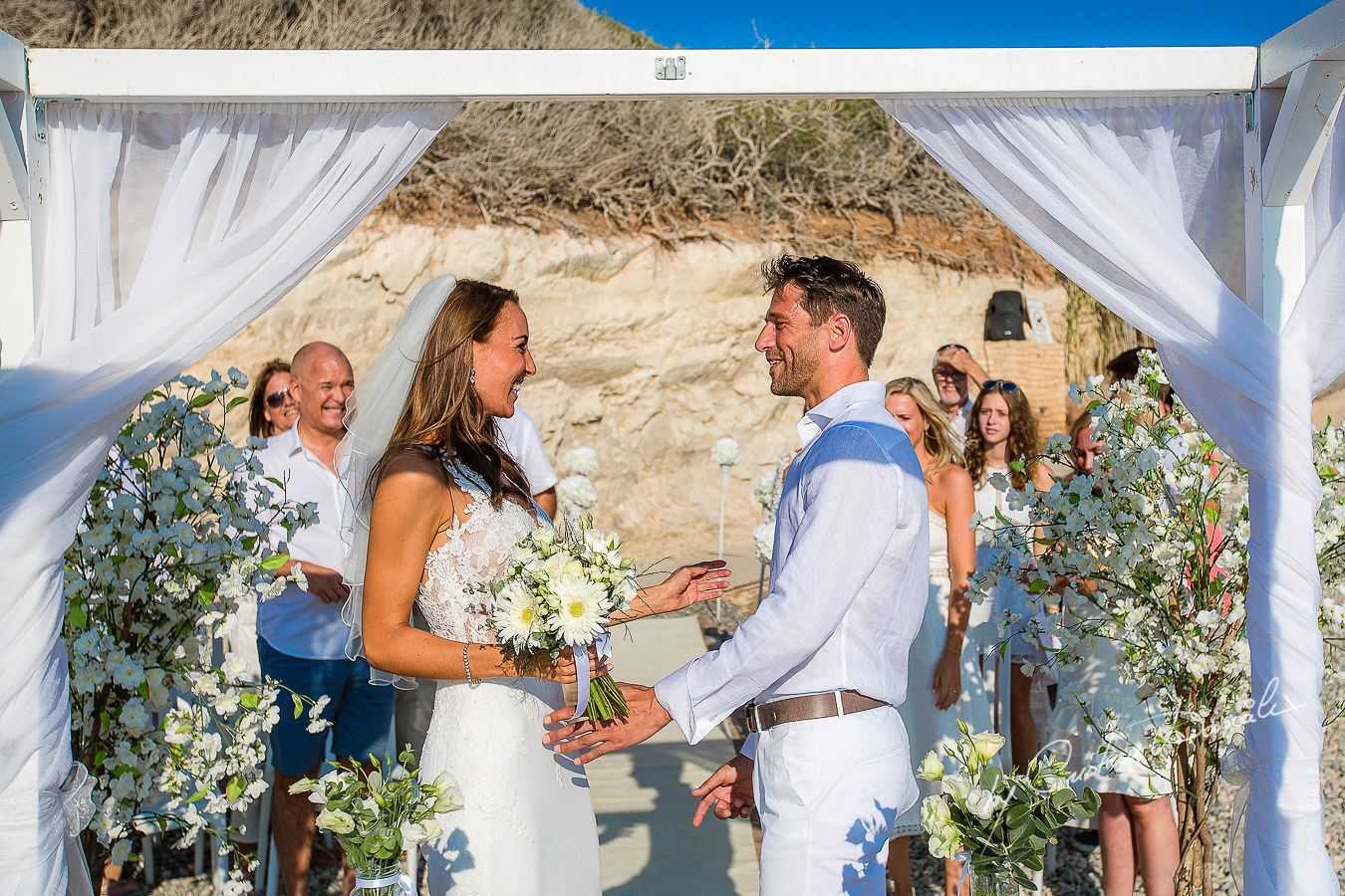 Bride arrival photographed by Cyprus Photographer Cristian Dascalu during a beautiful wedding at Cap St. George in Paphos.