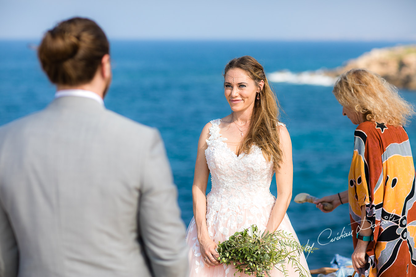 The shaman blessing the bride, moments captured at a Shamanic Wedding Ceremony by Cyprus Wedding Photographer Cristian Dascalu.