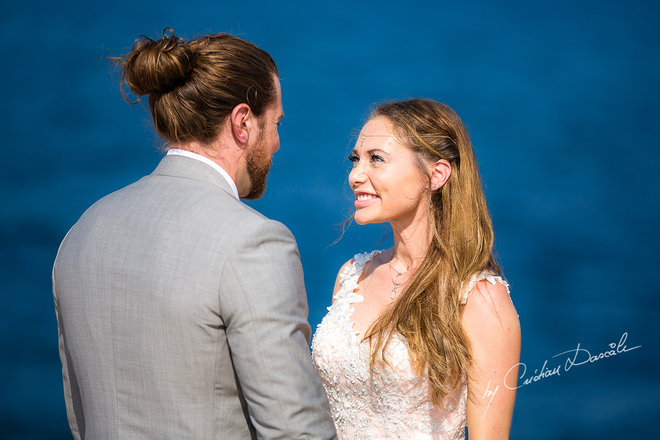 The bride and groom changing vows, moments captured at a Shamanic Wedding Ceremony by Cyprus Wedding Photographer Cristian Dascalu.