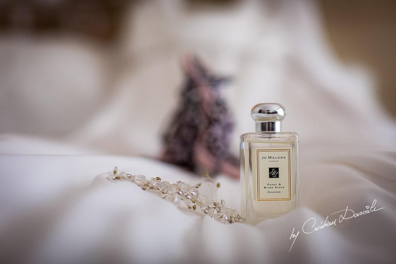 Bridal perfume by Jo Malone captured by Cristian Dascalu during an elegant Aphrodite Hills Wedding in Cyprus.