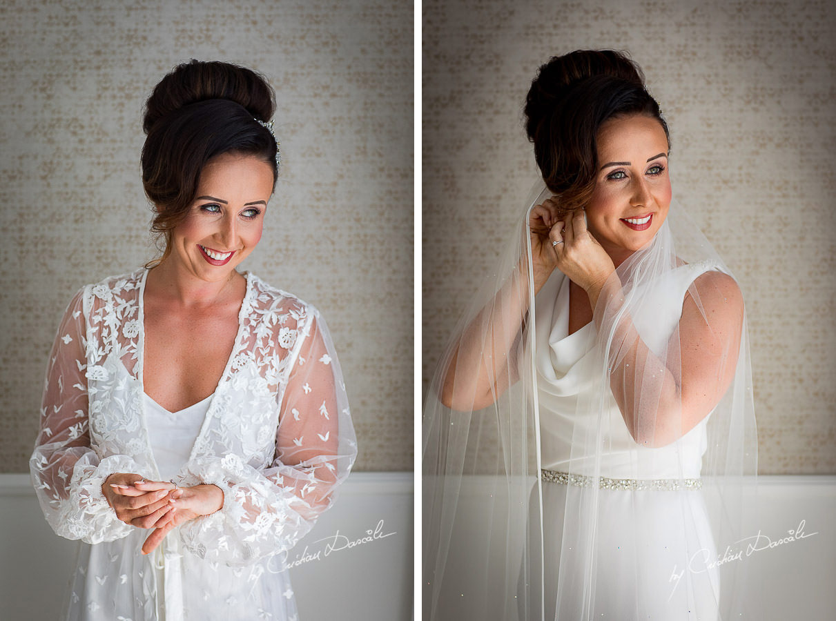 Beautiful bride getting ready moments captured by Cristian Dascalu during an elegant Aphrodite Hills Wedding in Cyprus.