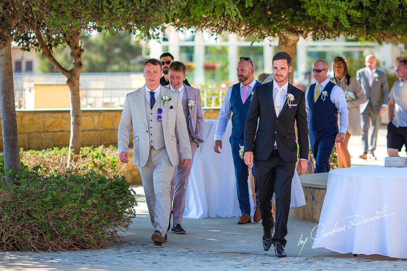 Groom arrival, moments captured by Cristian Dascalu during an elegant Aphrodite Hills Wedding in Cyprus.