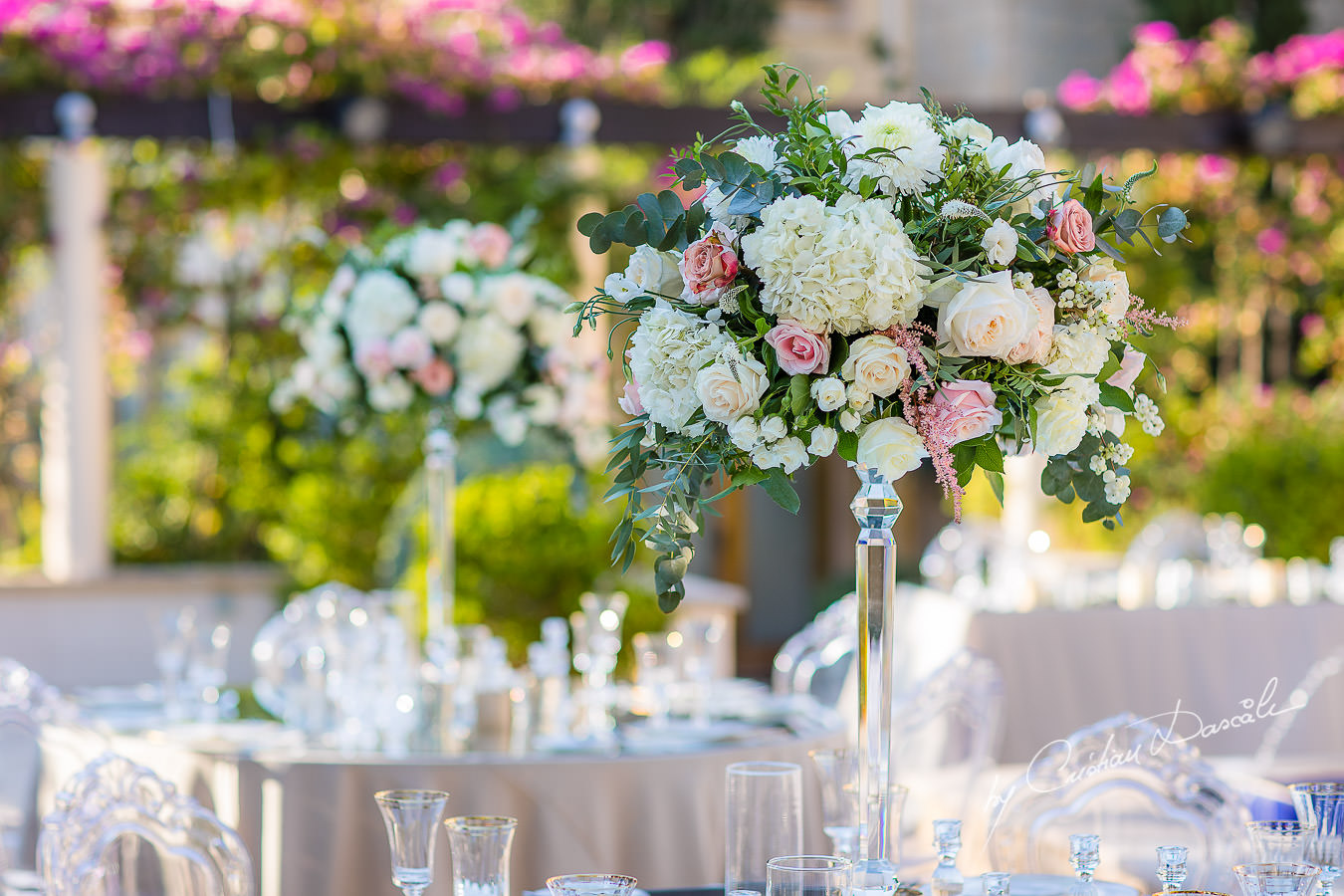 Wedding decorations captured by Cristian Dascalu during an elegant Aphrodite Hills Wedding in Cyprus.